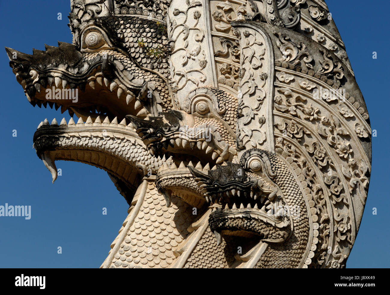 Sculpture, la Thaïlande, les serpents, thaï, bleu, temple, Asie, Shine, brille, lumineux, Banque D'Images