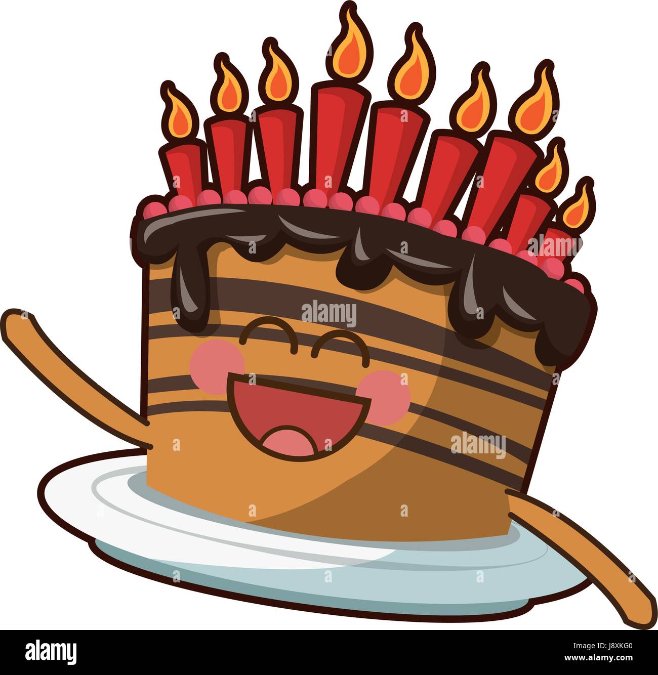 Bougie gâteau kawaii anniversaire célébration Illustration de Vecteur