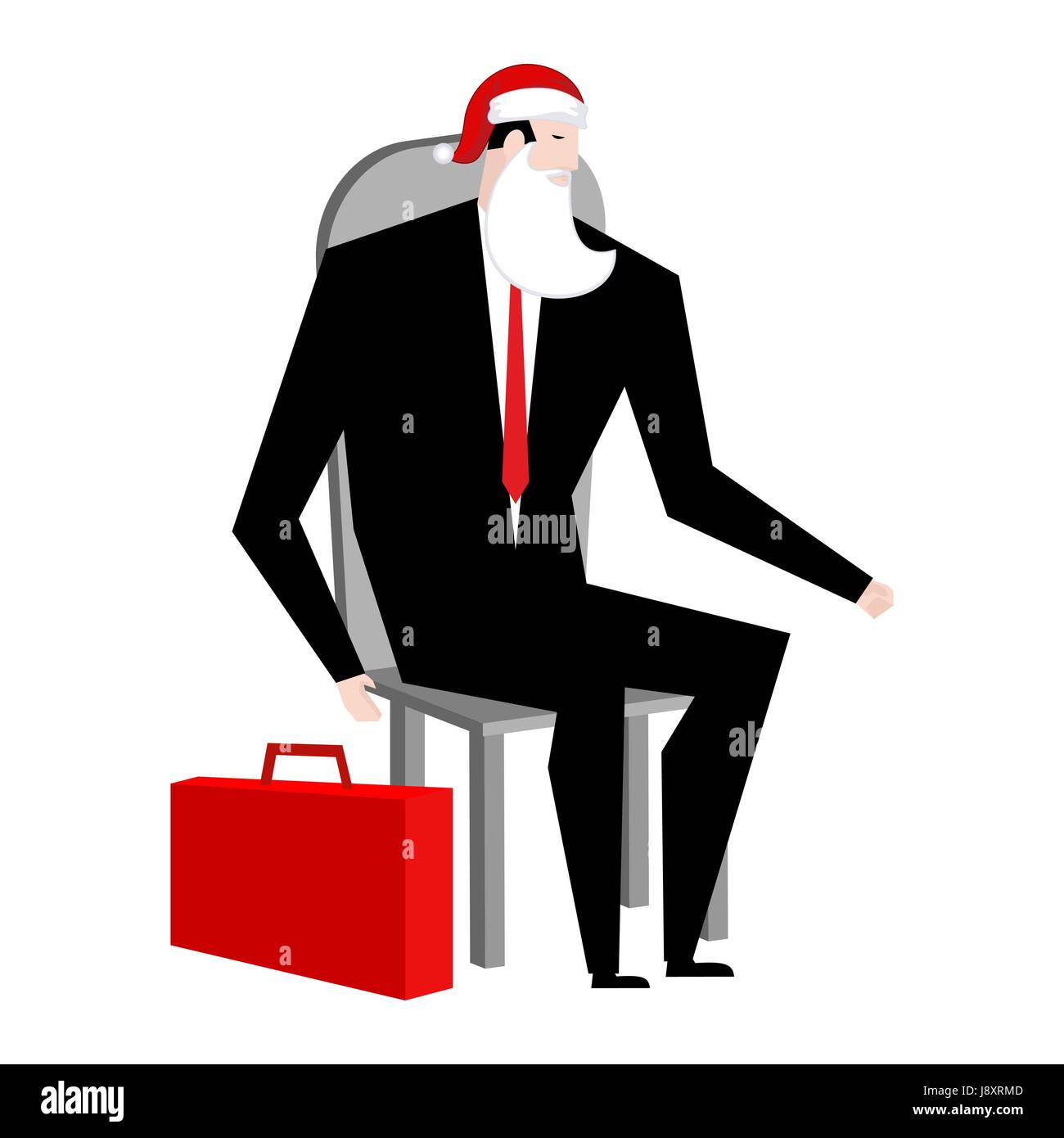 Patron Faux Père Noël barbe et bonnet rouge. Masque de fête d'affaires.  L'homme en costume avec valise. Noël à l'office. la nouvelle année à Image  Vectorielle Stock - Alamy