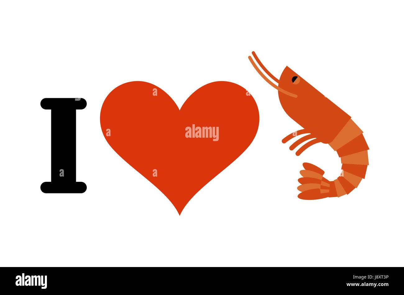 J'adore les crevettes. Coeur et de plancton marin. Logo pour les amateurs de fruits de mer. logo gastronomique Illustration de Vecteur