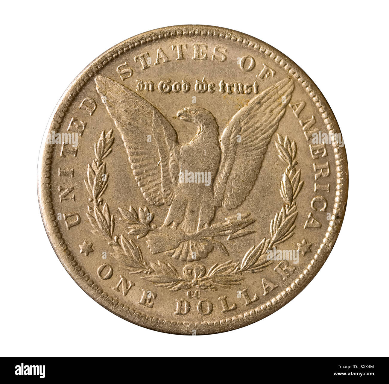 Morgan dollar argent 1897 avec un aigle blanc sur l'inverse Banque D'Images