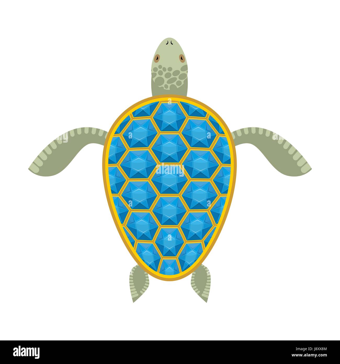 La carapace des tortues d'eau Sapphire. Animal marin avec des pierres précieuses. Vector illustration Illustration de Vecteur