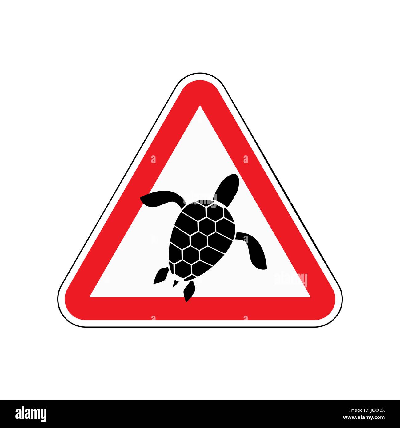 Le signe de danger tortue. Attention ici vivent reptiles marins. Triangle rouge vecteur Illustration de Vecteur