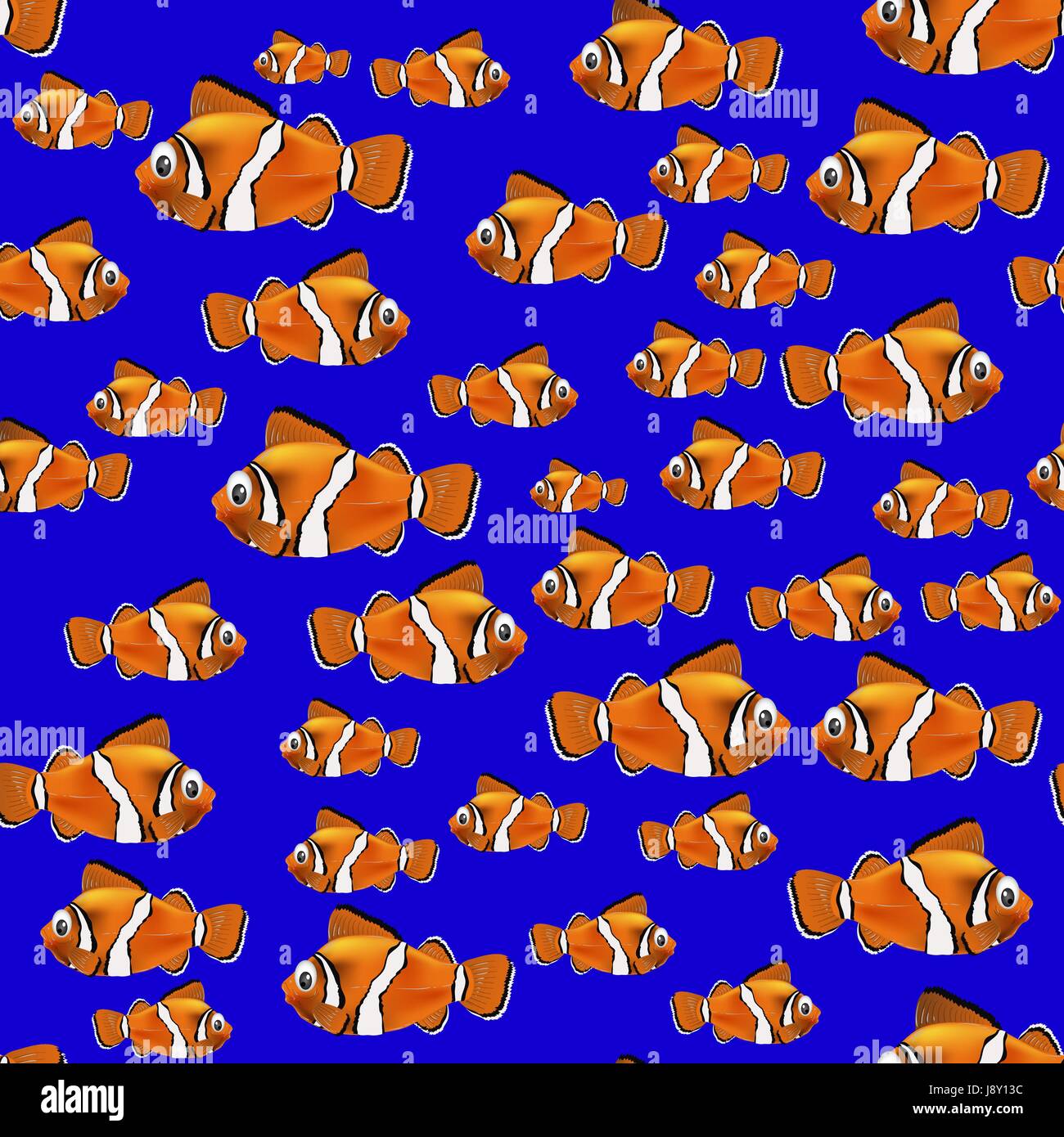 Poisson Orange motif transparent sur fond bleu Illustration de Vecteur