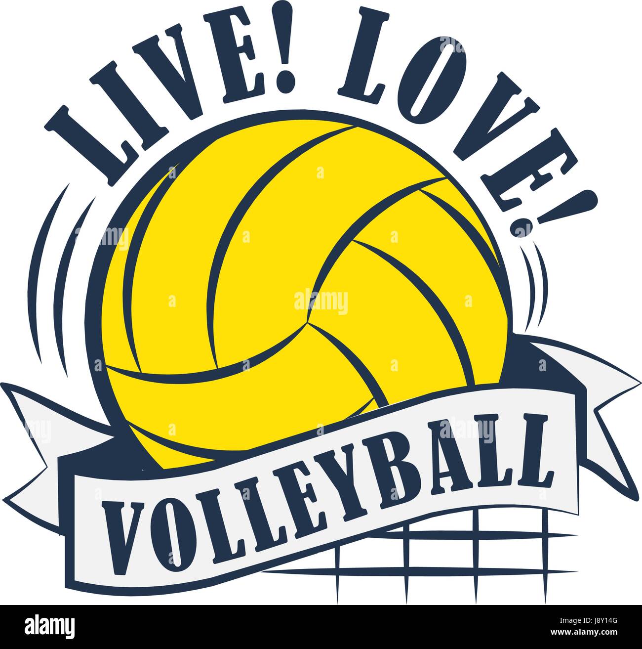 Vector illustration de balle de couleur jaune avec logo texte live love volley-ball. Illustration de Vecteur