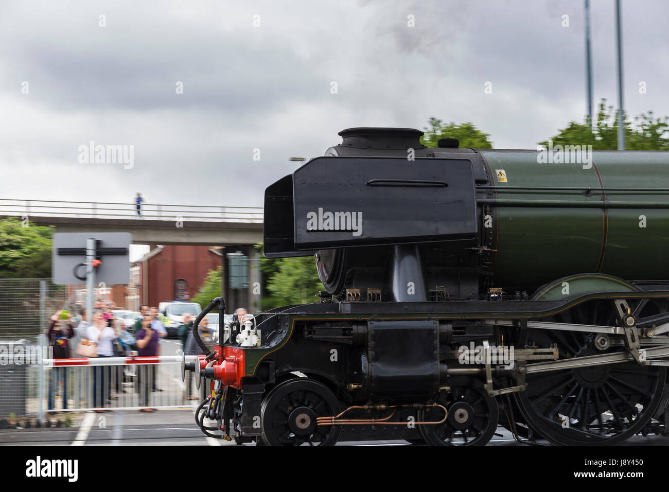 La célèbre Flying Scotsman visites locomotive la gare de Gloucester Banque D'Images