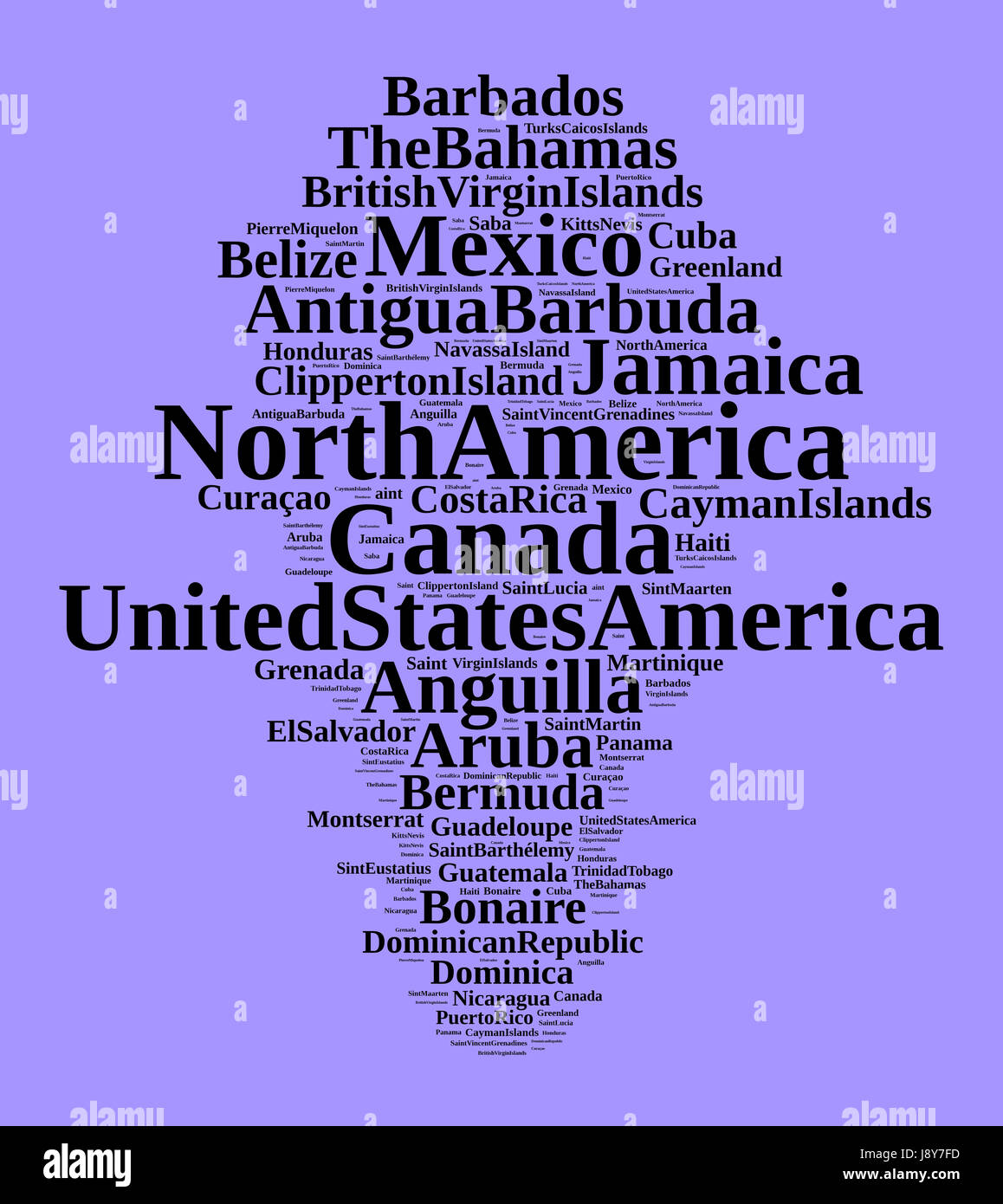 Les États et territoires en Amérique du Nord mot concept cloud Banque D'Images