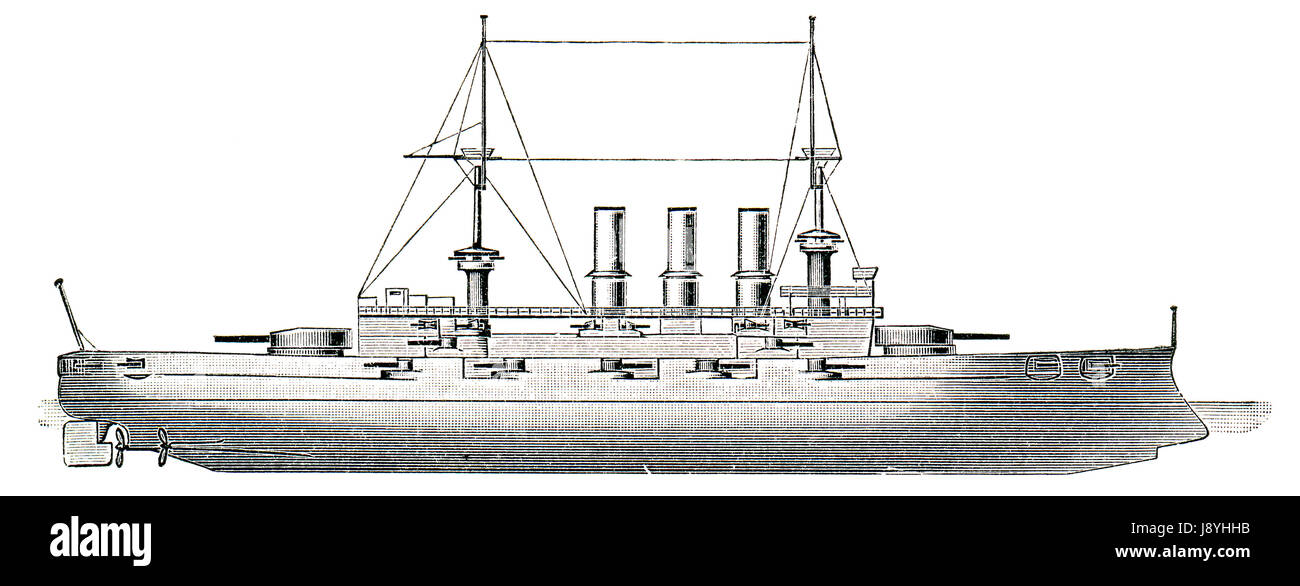 L'Angleterre, l'arme à feu, arme à feu, cuirassé, flagship, historique, de la marine, bataille, antique, Banque D'Images