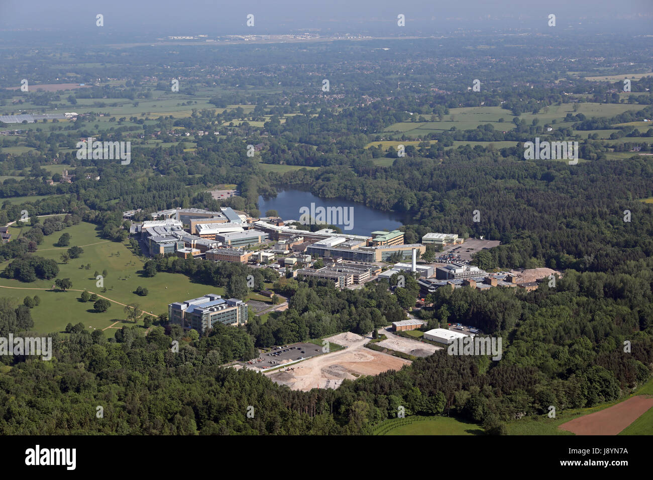 Vue aérienne de Alderley Park dans le Cheshire, Royaume-Uni Banque D'Images