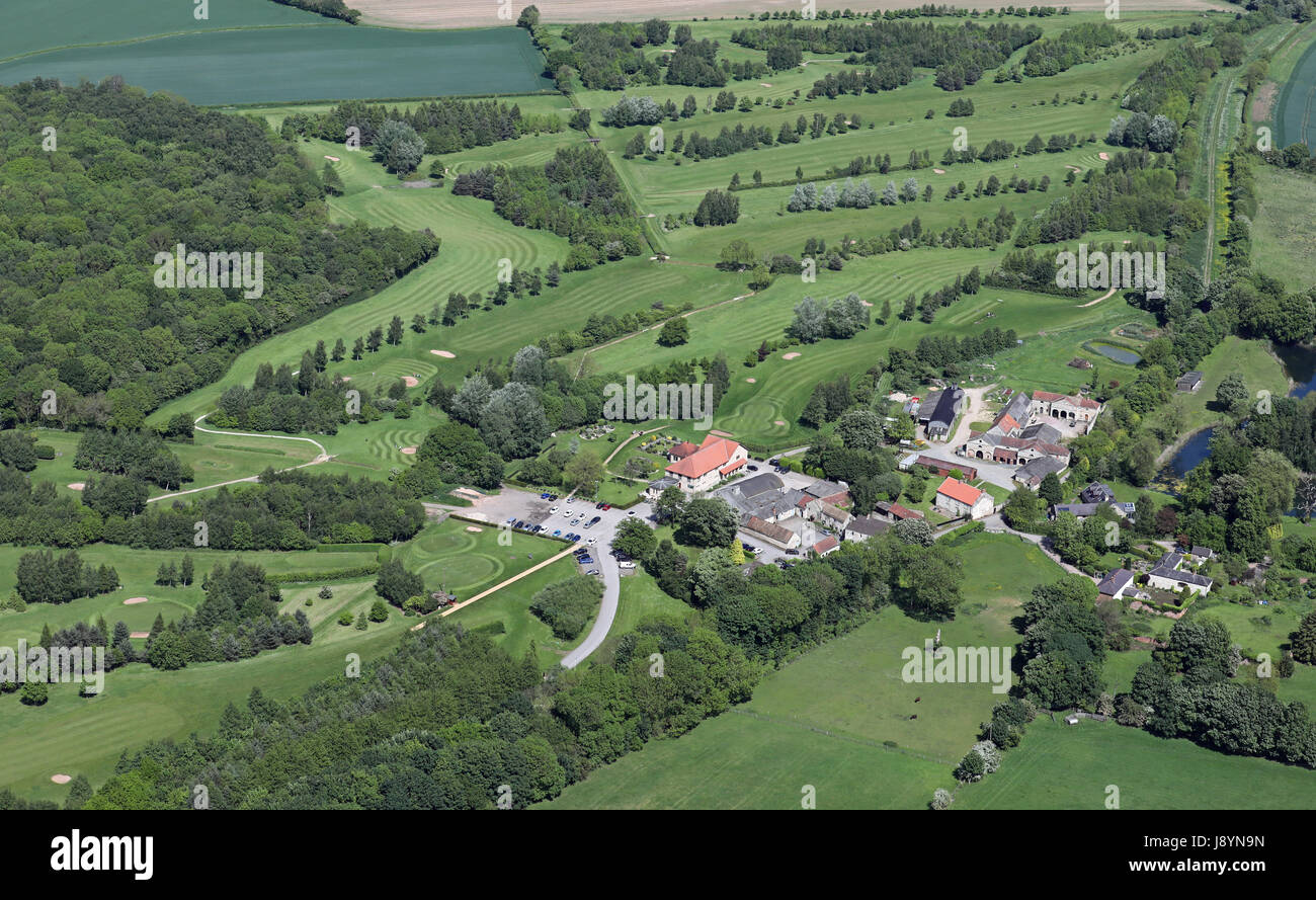 Vue aérienne de Scarthingwell Gold Course près de Tadcaster, Yorkshire, UK Banque D'Images