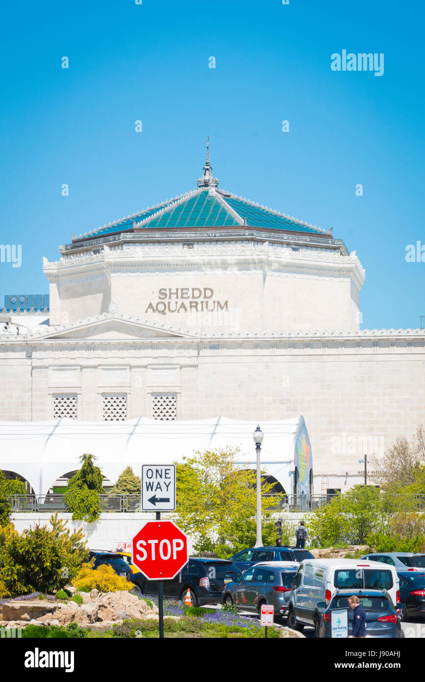 Chicago Illinois près de Côté Sud du Grant Park South Lake Shore Drive John G Shedd Aquarium ciel bleu à l'extérieur extérieur construit 1930 Banque D'Images