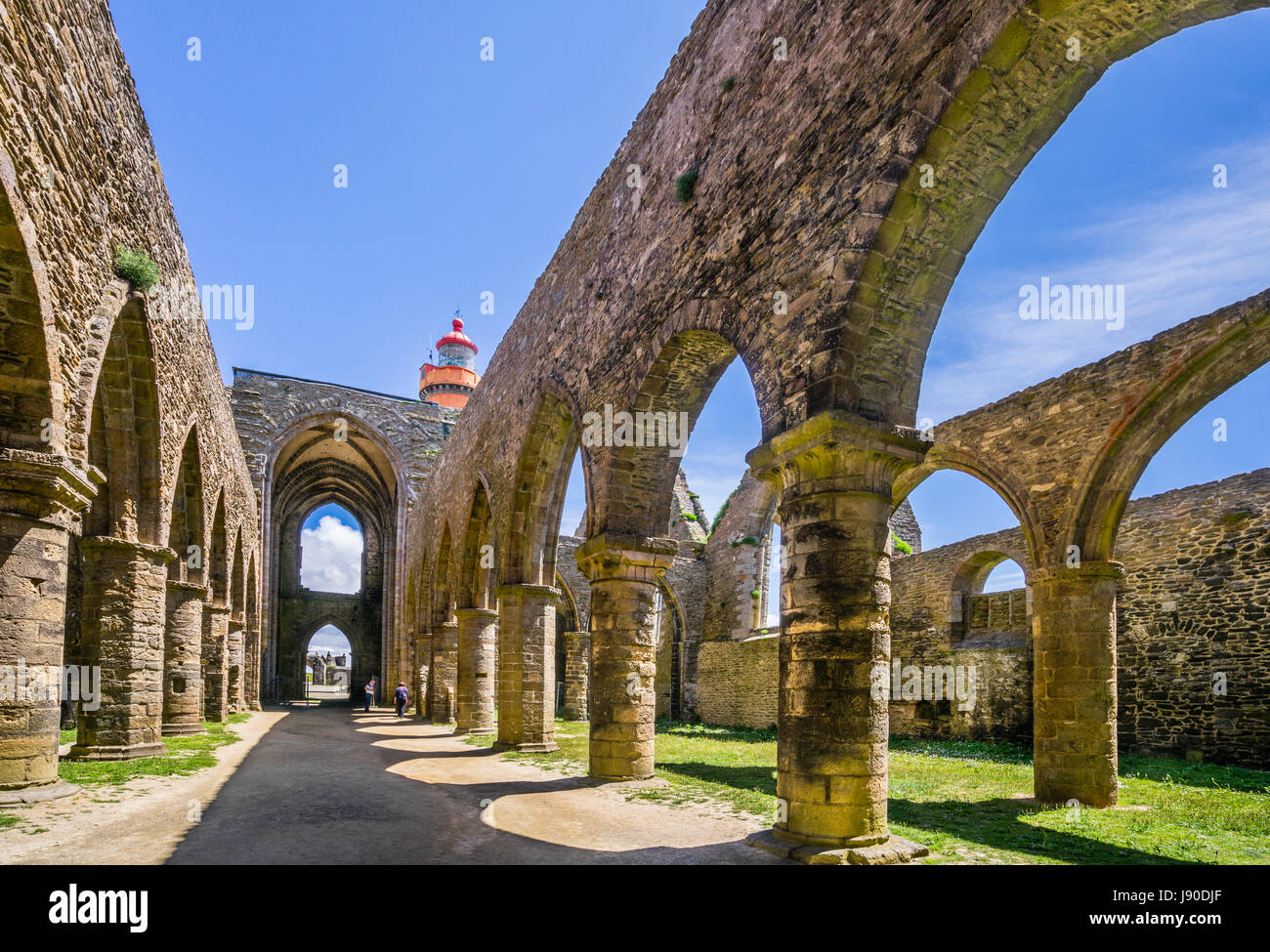 France, Bretagne, département Finistére, Pointe Sant-Mathieu, ruines du 17e siècle du Monastère de Saint Maur Banque D'Images