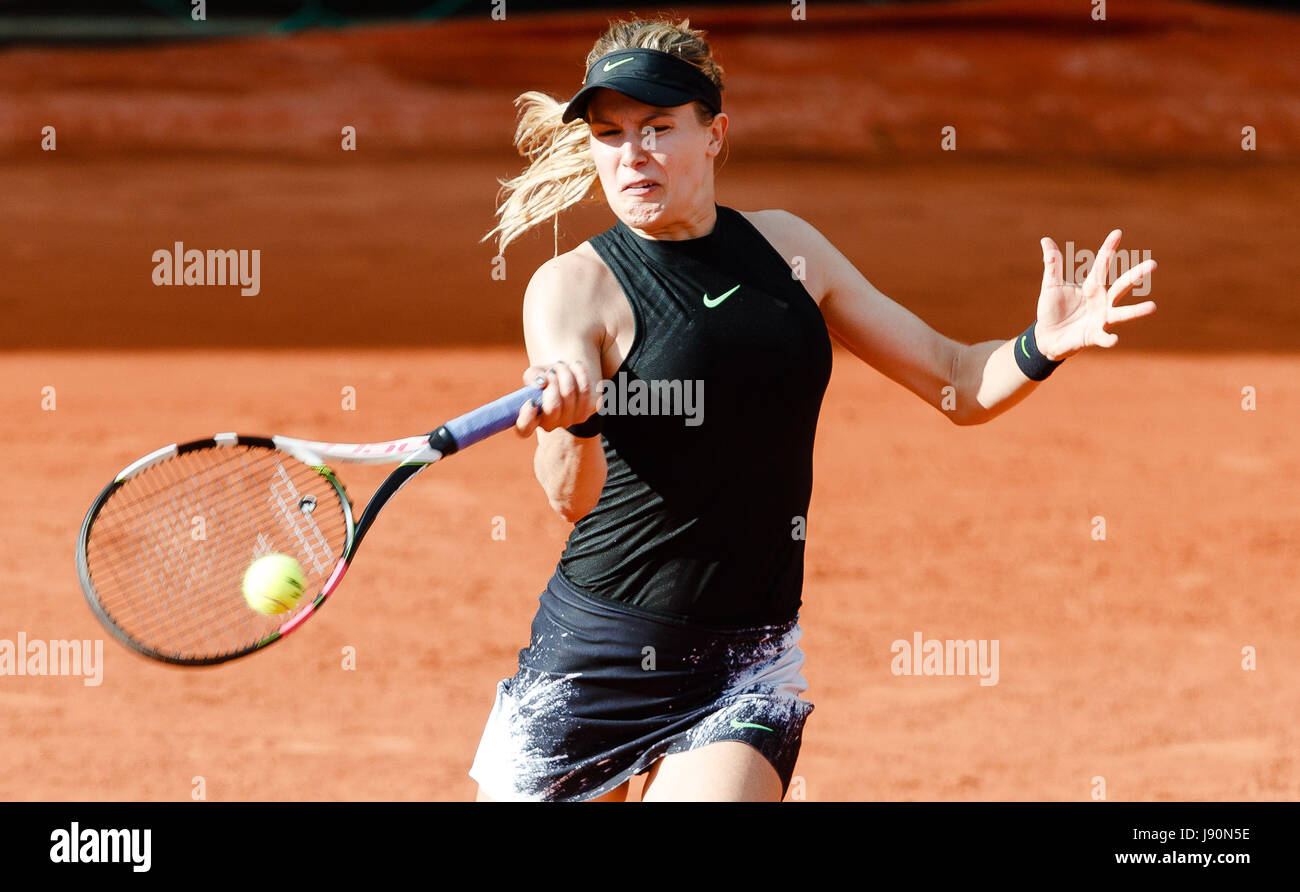 Paris, France, 30 mai 2017 : l'Eugenie Bouchard est en action lors de son premier match à l'Open de France de Tennis 2017 à Roland Garros Paris. Crédit : Frank Molter/Alamy Live News Banque D'Images