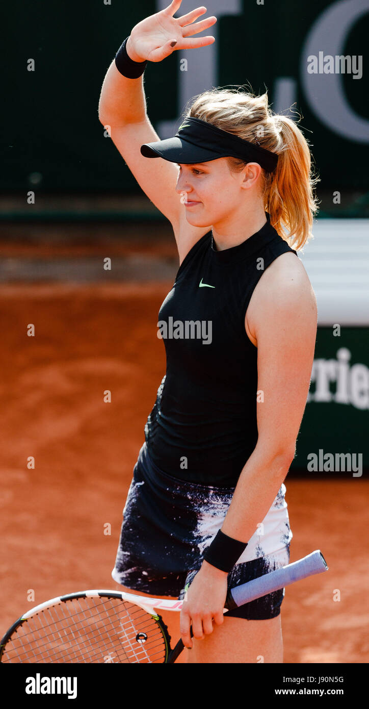 Paris, France, 30 mai 2017 : l'Eugenie Bouchard est en action lors de son premier match à l'Open de France de Tennis 2017 à Roland Garros Paris. Crédit : Frank Molter/Alamy Live News Banque D'Images