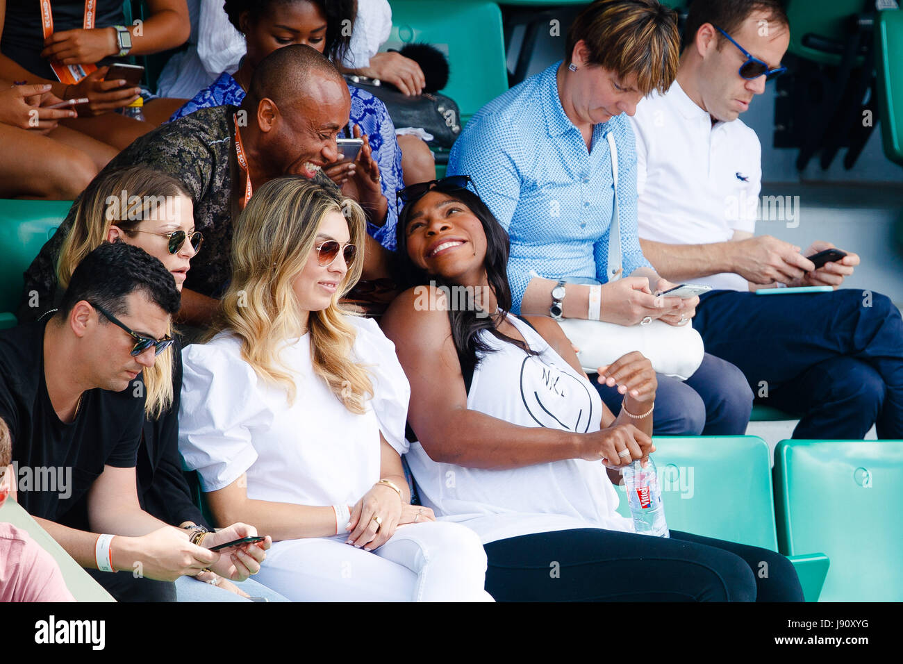 Paris, France, 31 mai 2017 : Serena Williams sourit pendant ses sœurs deuxième tour à l'Open de France de tennis 2017 à Roland Garros Paris. crédit : Frank molter/Alamy live news Banque D'Images