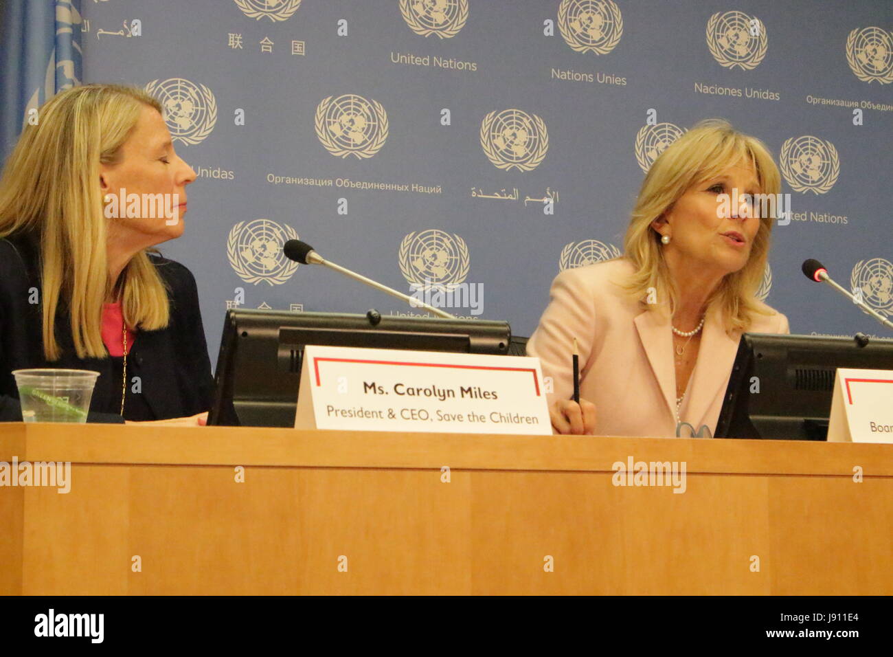 New York City, USA. 31 mai, 2017. À l'ONU à New York, Jill Biden parle de Save the Children rapport le 31 mai, y compris à propos de Delaware dont son mari Joe Biden représenté au Sénat des États-Unis avant de devenir vice-président du président Obama Crédit : Matthew Russell Lee/Alamy Live News Banque D'Images