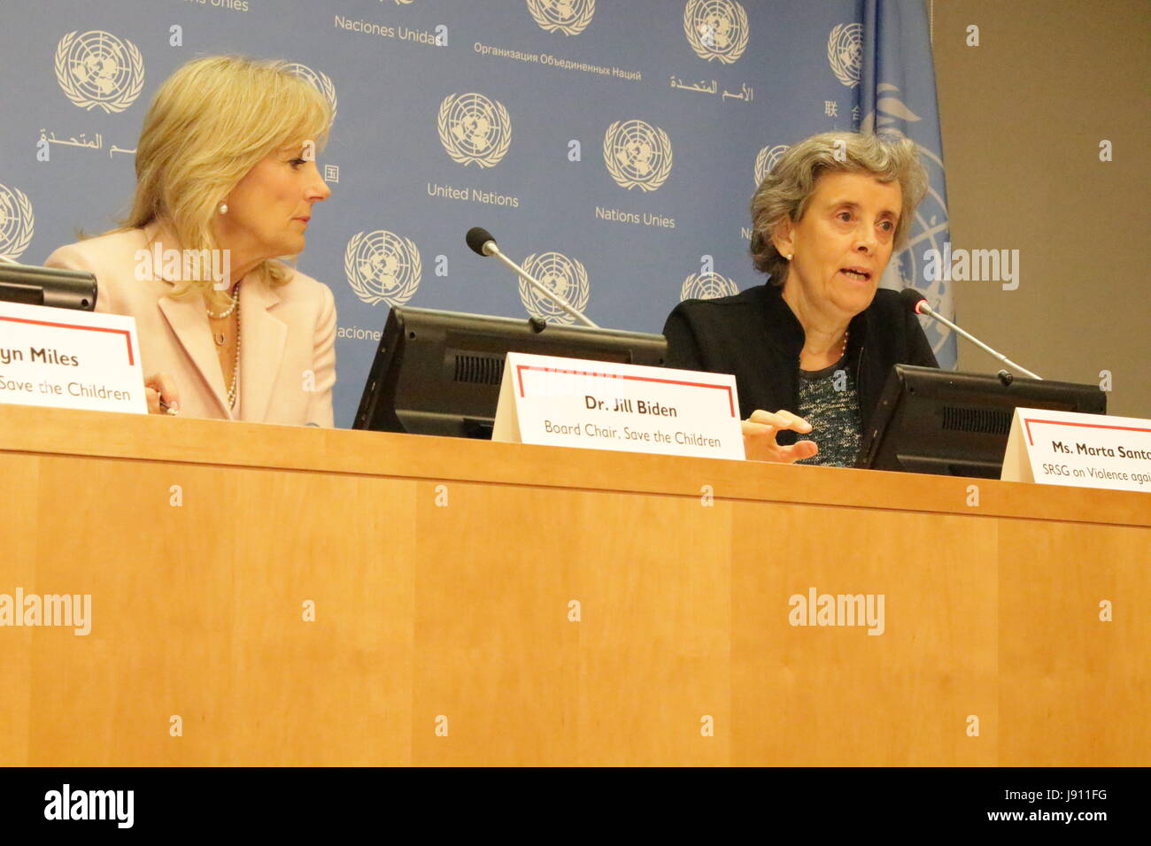 New York City, USA. 31 mai, 2017. À l'ONU à New York, Jill Biden parle de Save the Children rapport le 31 mai, y compris à propos de Delaware dont son mari Joe Biden représenté au Sénat des États-Unis avant de devenir vice-président du président Obama Crédit : Matthew Russell Lee/Alamy Live News Banque D'Images