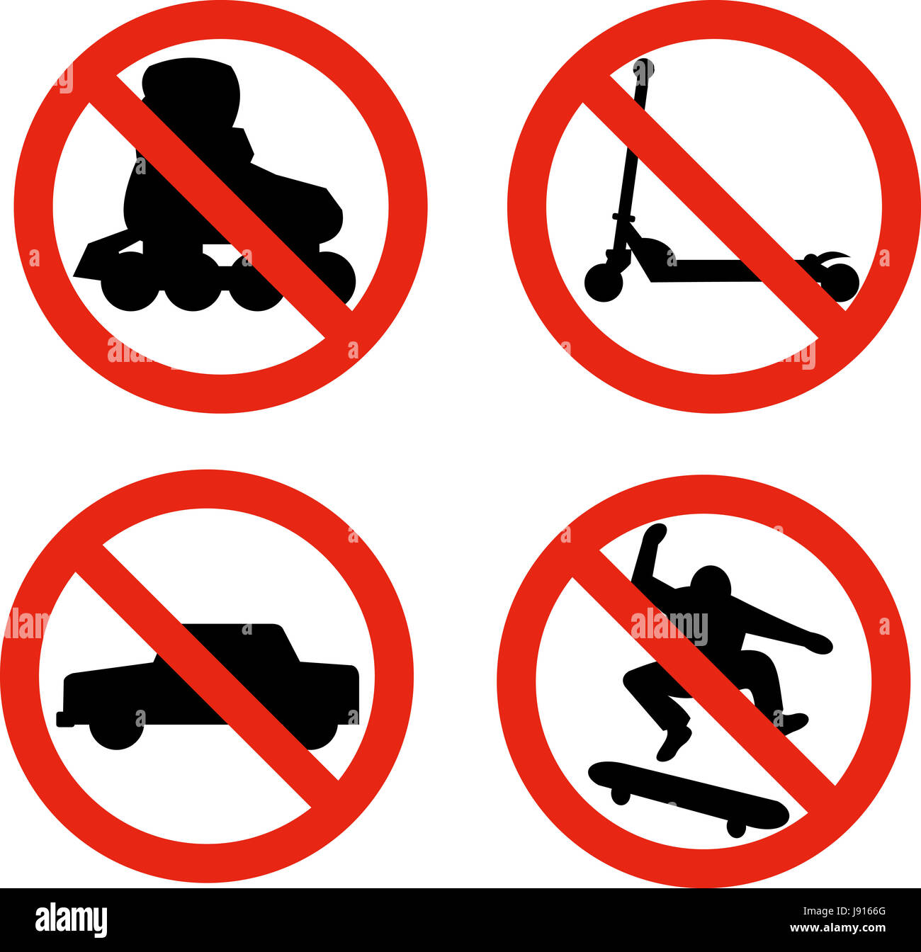 Isolés, park, illustration, non, scooter, silhouette, parking, signer, le patinage, Banque D'Images