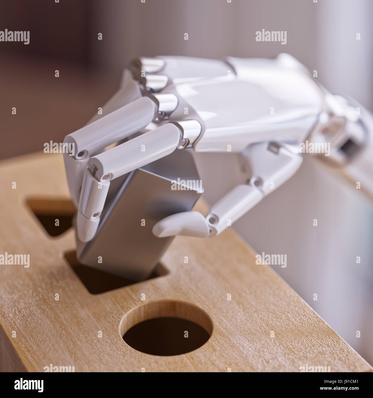 Robot sortes de formes géométriques libre. L'apprentissage automatique et de reconnaissance 3d Concept Illustration Banque D'Images