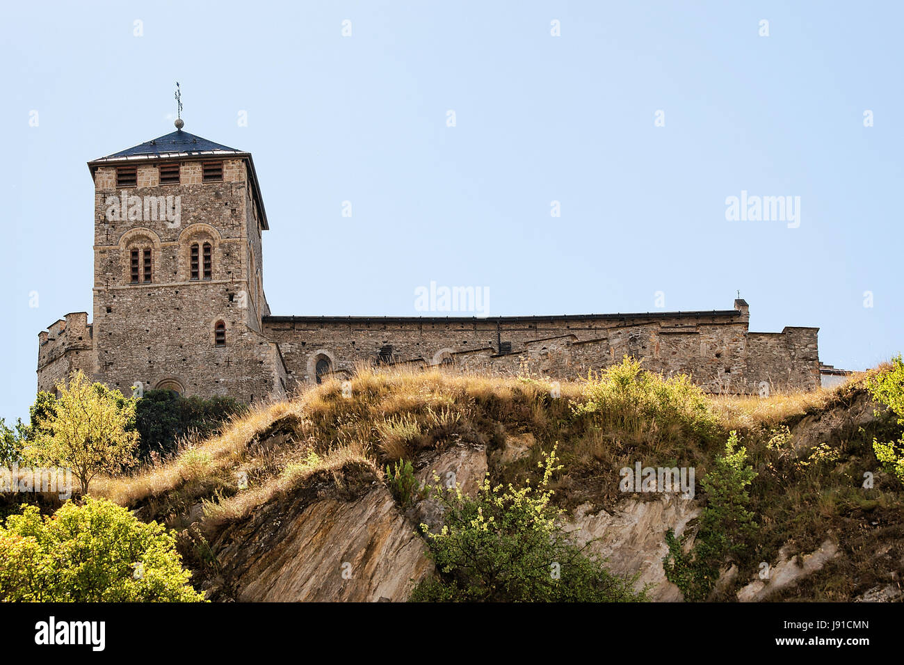 La basilique de Valère à Sion hill, Canton du Valais, Suisse. Banque D'Images