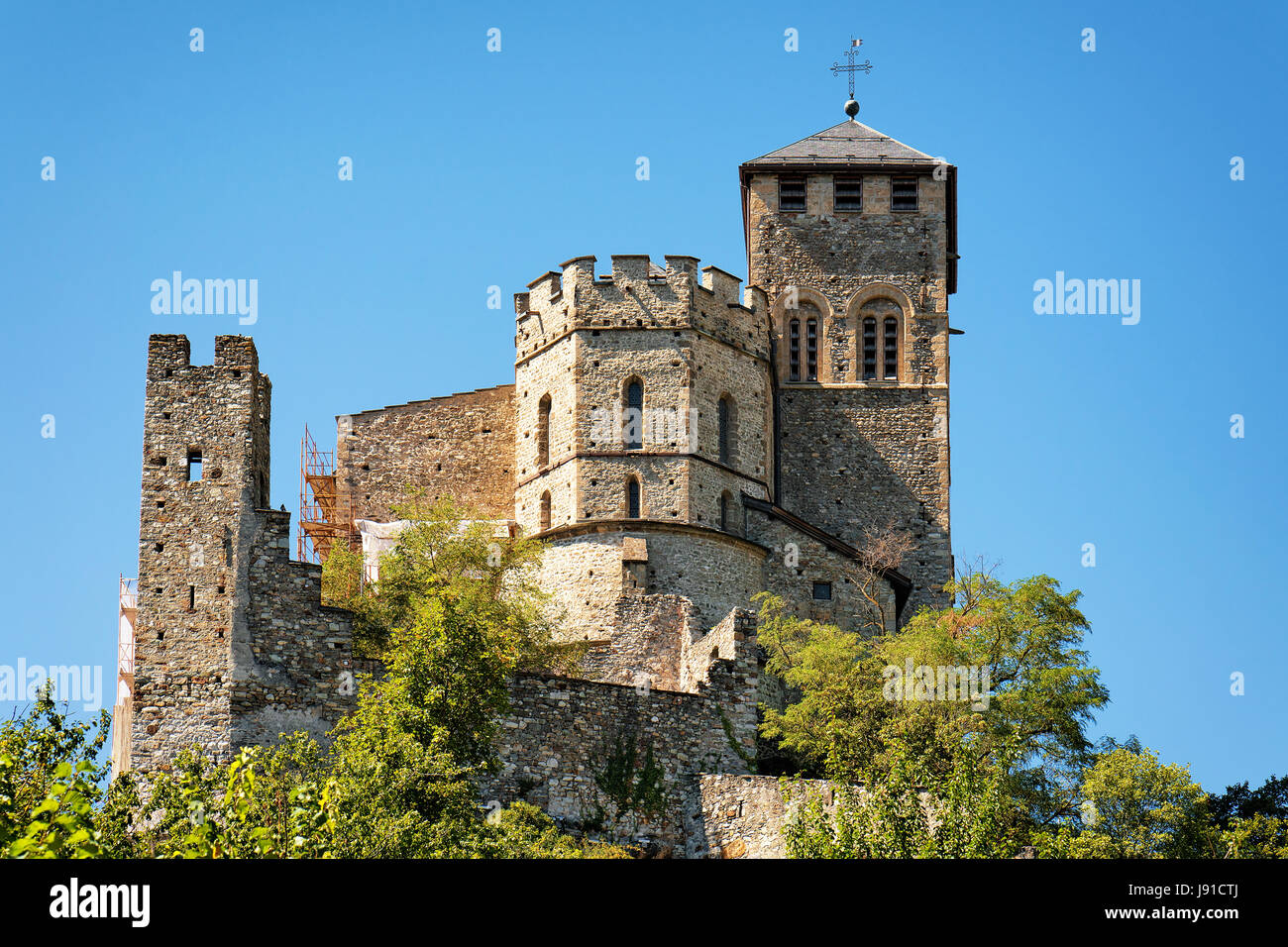 Sur la colline du Château de Valère à Sion, Canton du Valais, Suisse. Banque D'Images