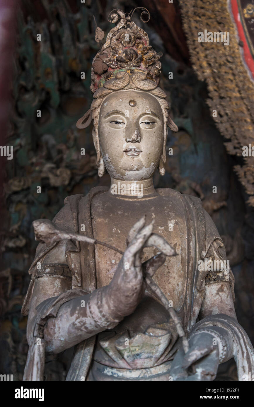 Hall d'un mille bouddhas, Shuanglin Temple, un grand temple bouddhiste de la dynastie Ming, Pingyao, Shanxi Province, China Banque D'Images