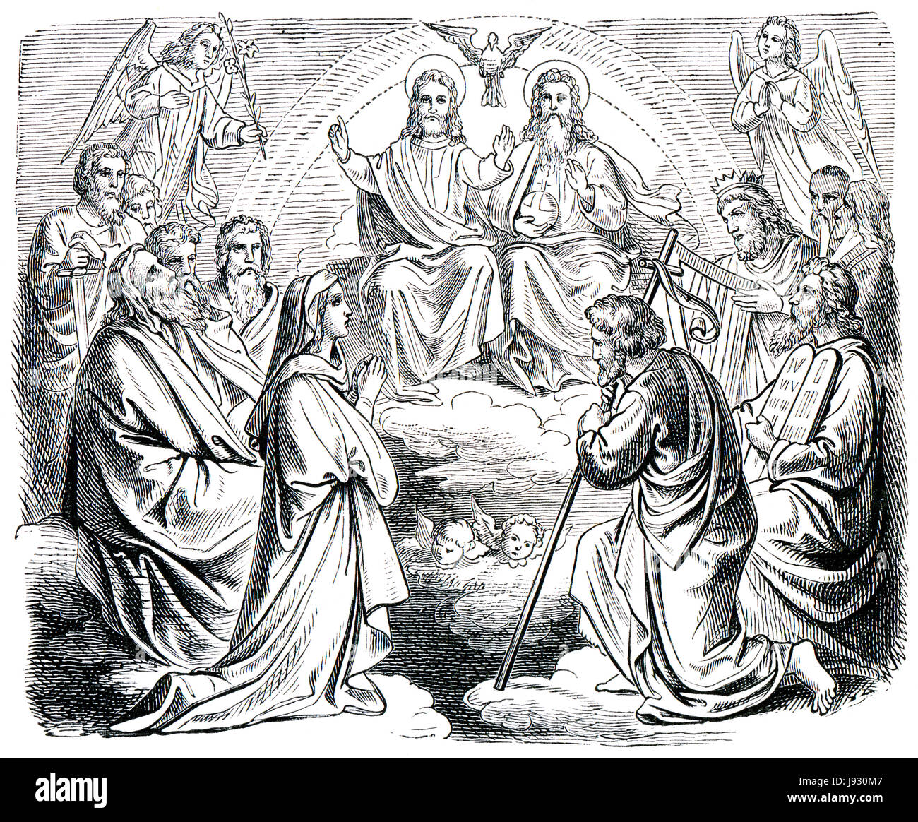 Dieu, uni, vieux, la religion, l'Église, Dieu, le ciel, le paradis, antique, noir, Banque D'Images