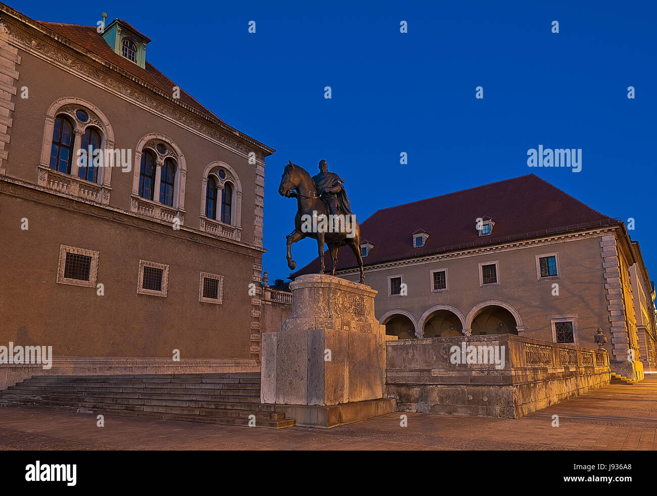 Monument, Bavaria, Munich, bleu, maison, édifice, historique, monument, Banque D'Images