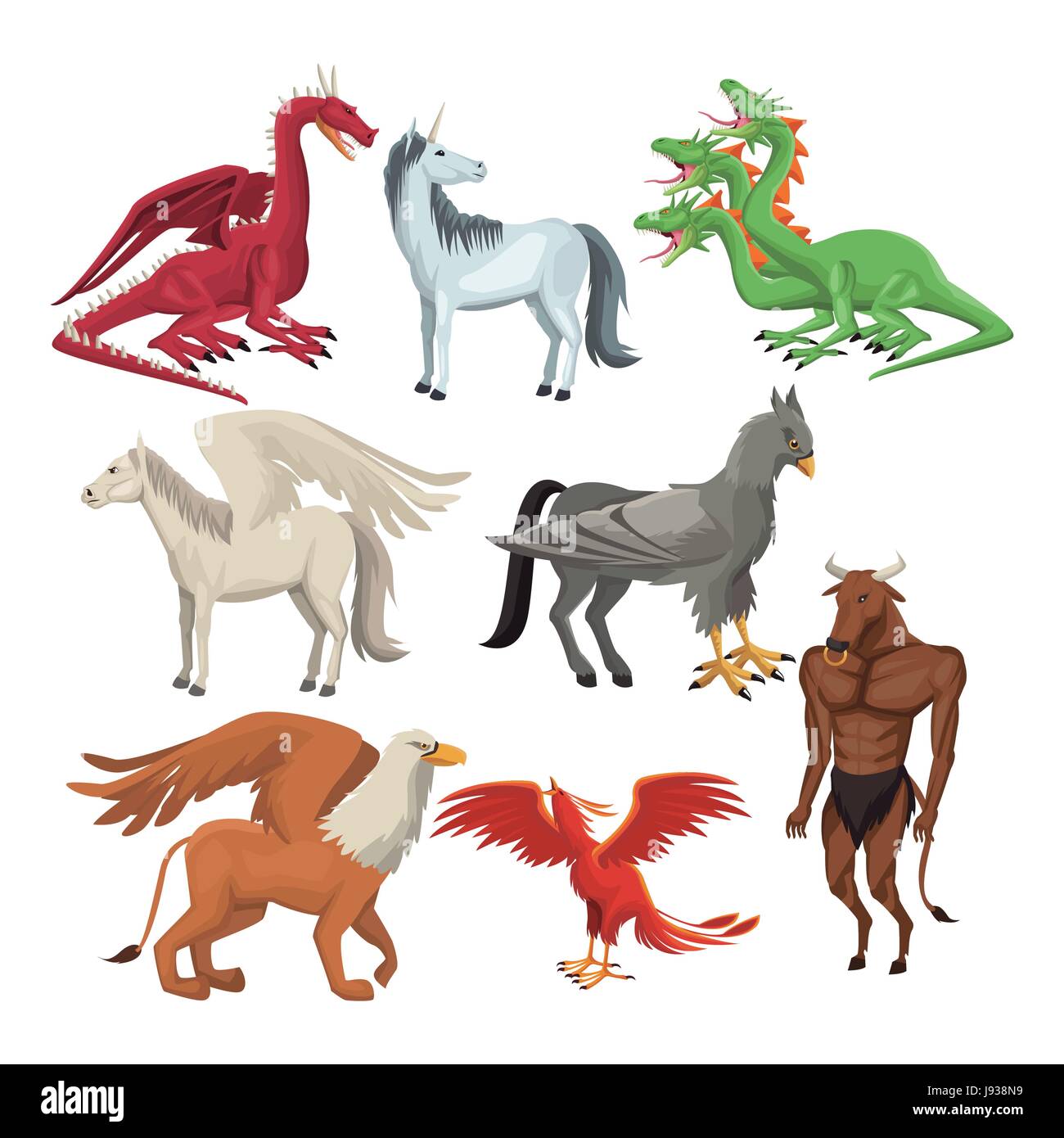 Haut en créatures mythologiques grecs des animaux Illustration de Vecteur