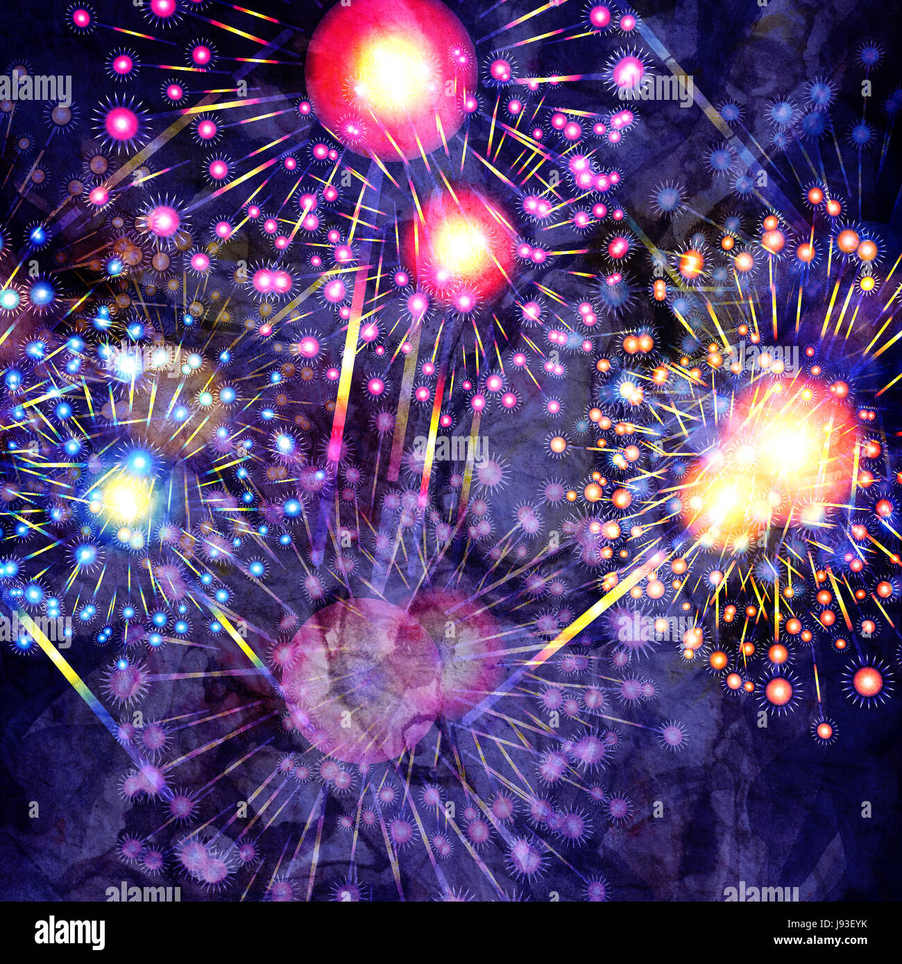 Contexte aquarelle abstraite une intéressante variété d'éléments lumineux Banque D'Images