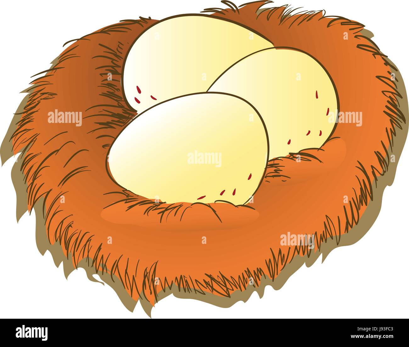 Des oeufs colorés en brun clipart nid, Vector Illustration Illustration de Vecteur