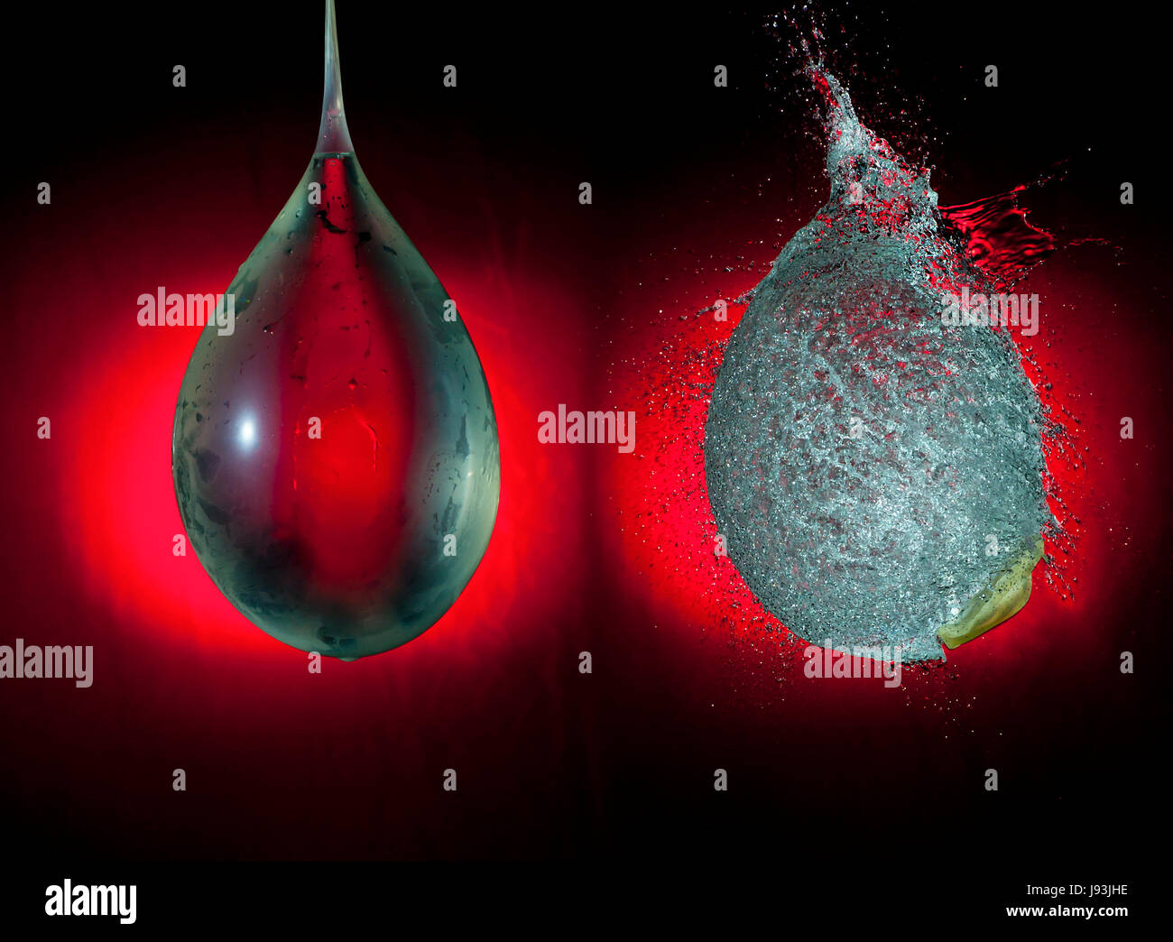 Ballon, exploser, vitesse, vitesse, explosion, explosion, rouge, de l'eau, mouvement, Banque D'Images