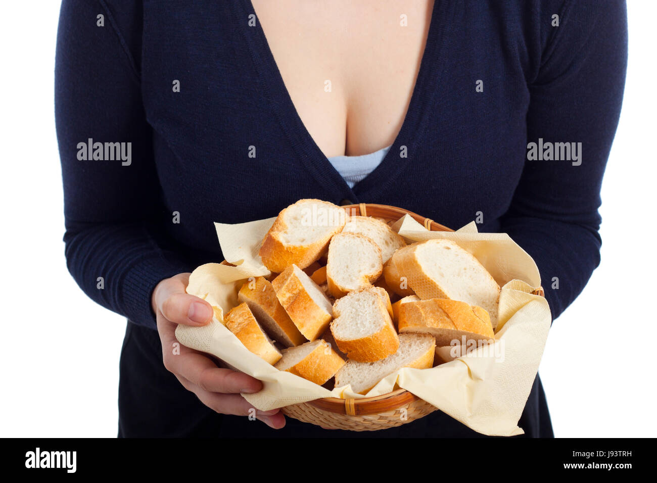 Pain, panier, baguette, coupes, coupe, femme, homme, les êtres humains, les gens, Banque D'Images