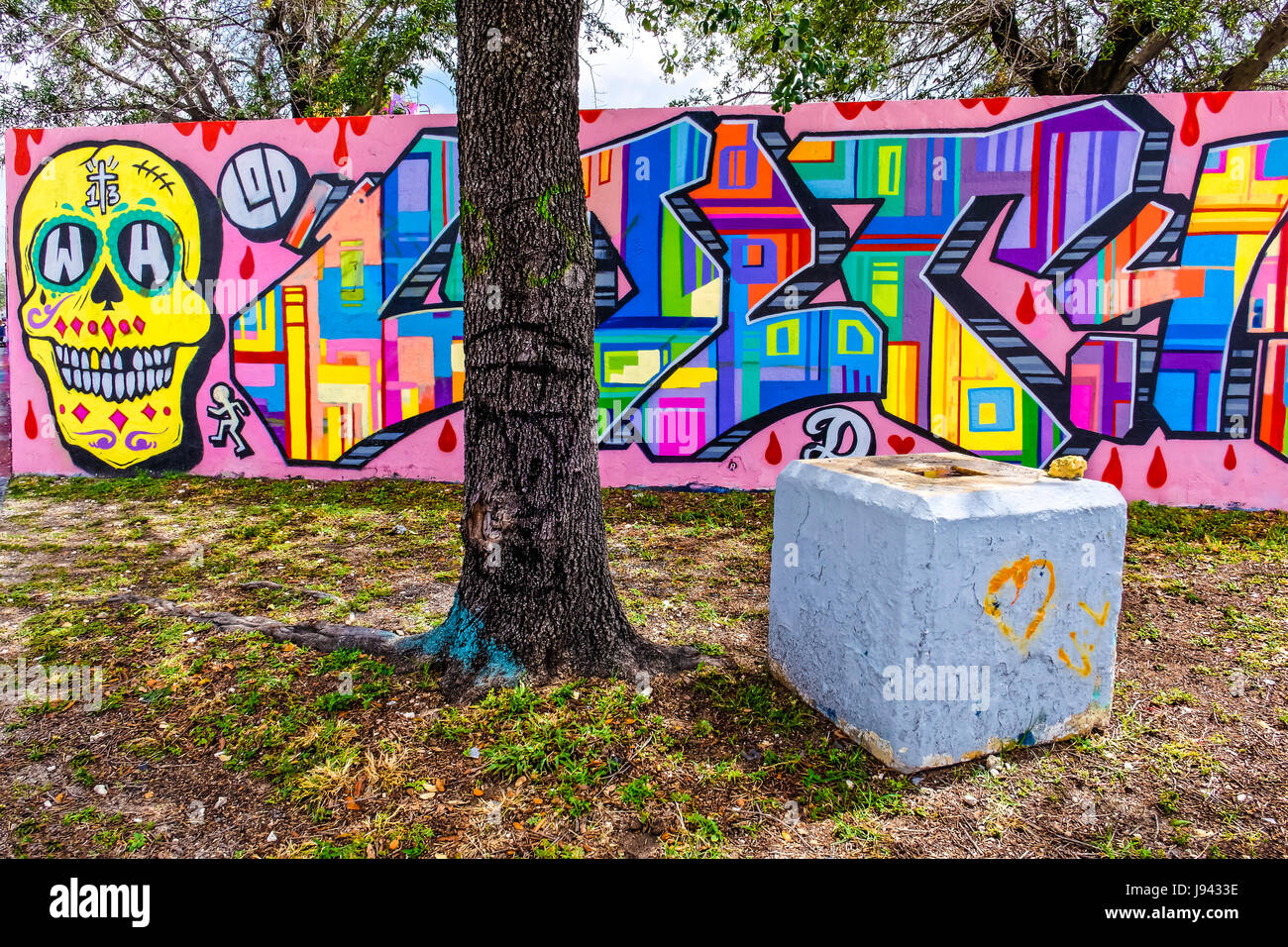 Mur de graffiti. Wynwood Art District. Miami. La Floride. USA. Banque D'Images
