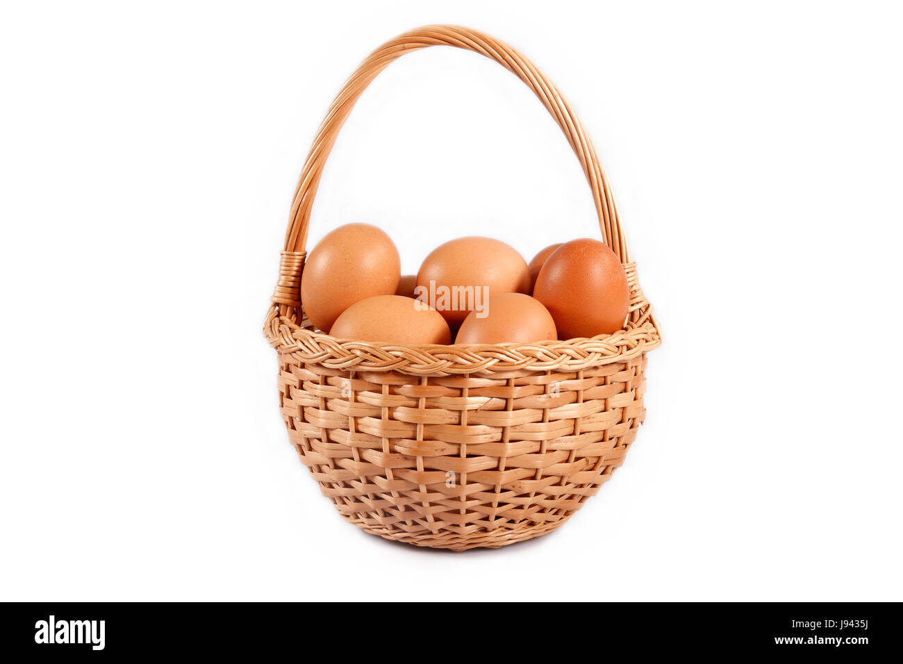 Panier, des œufs, de l'alimentation, aliments, objets, isolé, gros plan, marron, brunâtre, Banque D'Images