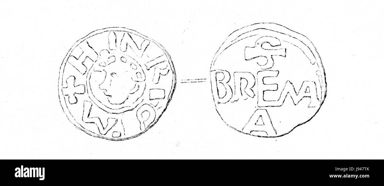 Il s'agit d'une pièce de monnaie de Brême, peut-être un 'Pfennig', produite par Jungk, probablement en référence à une monnaie ou une collection historique. Banque D'Images