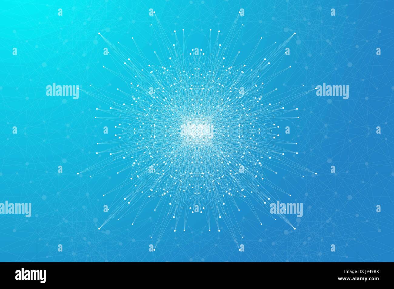 Molécule d'arrière-plan géométrique et la communication. Réseau social d'informations. Ligne connecté avec des points. Composition des big data. La visualisation Perspective, radial graphiques. Vector illustration. Illustration de Vecteur