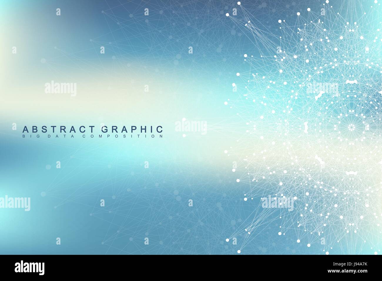 Molécule d'arrière-plan géométrique et la communication. Réseau social d'informations. Ligne connecté avec des points. Composition des big data. La visualisation Perspective, radial graphiques. Vector illustration. Illustration de Vecteur
