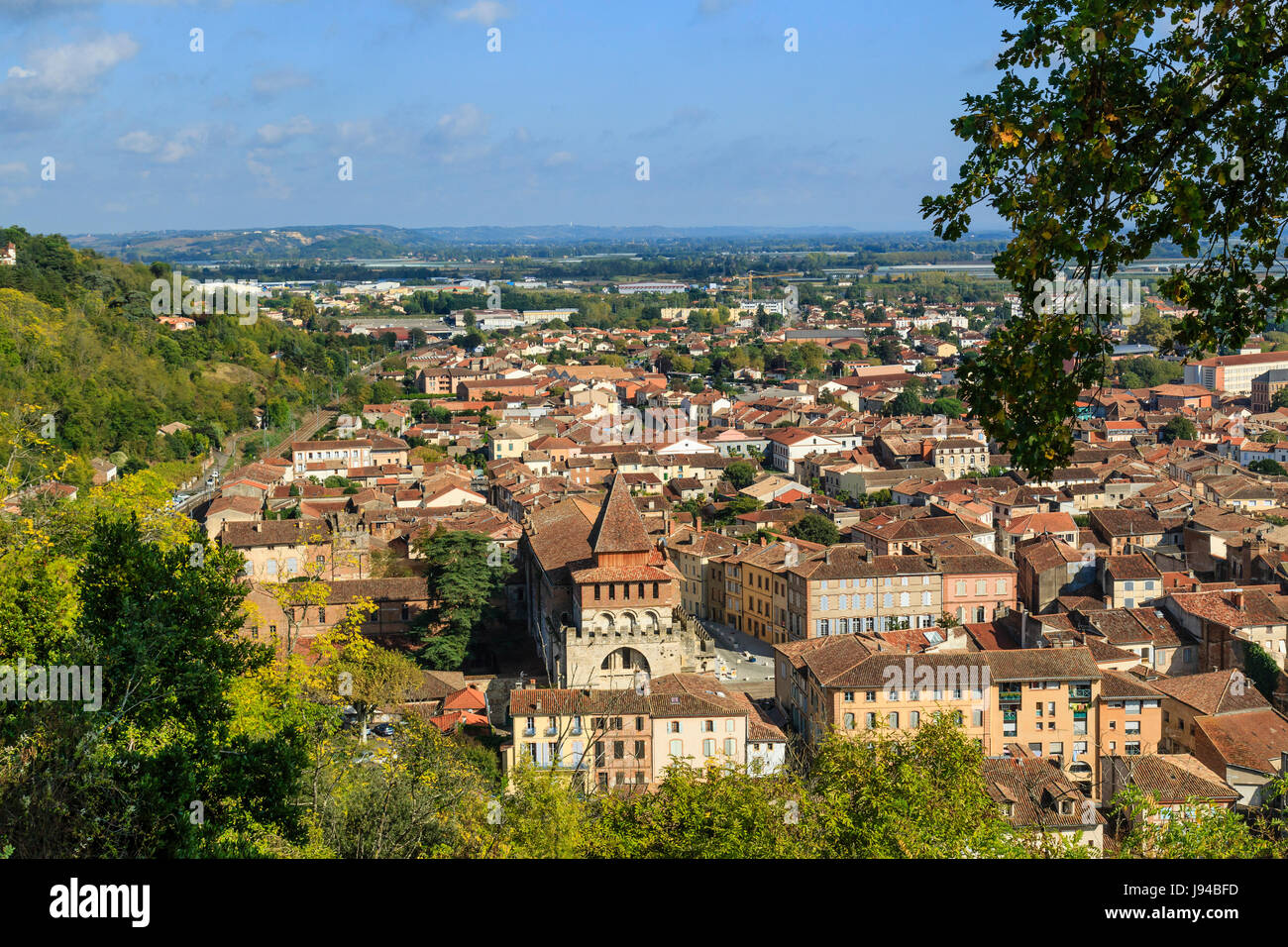 La France, Tarn et Garonne, Moissac, vue générale de la place du Calvaire Banque D'Images