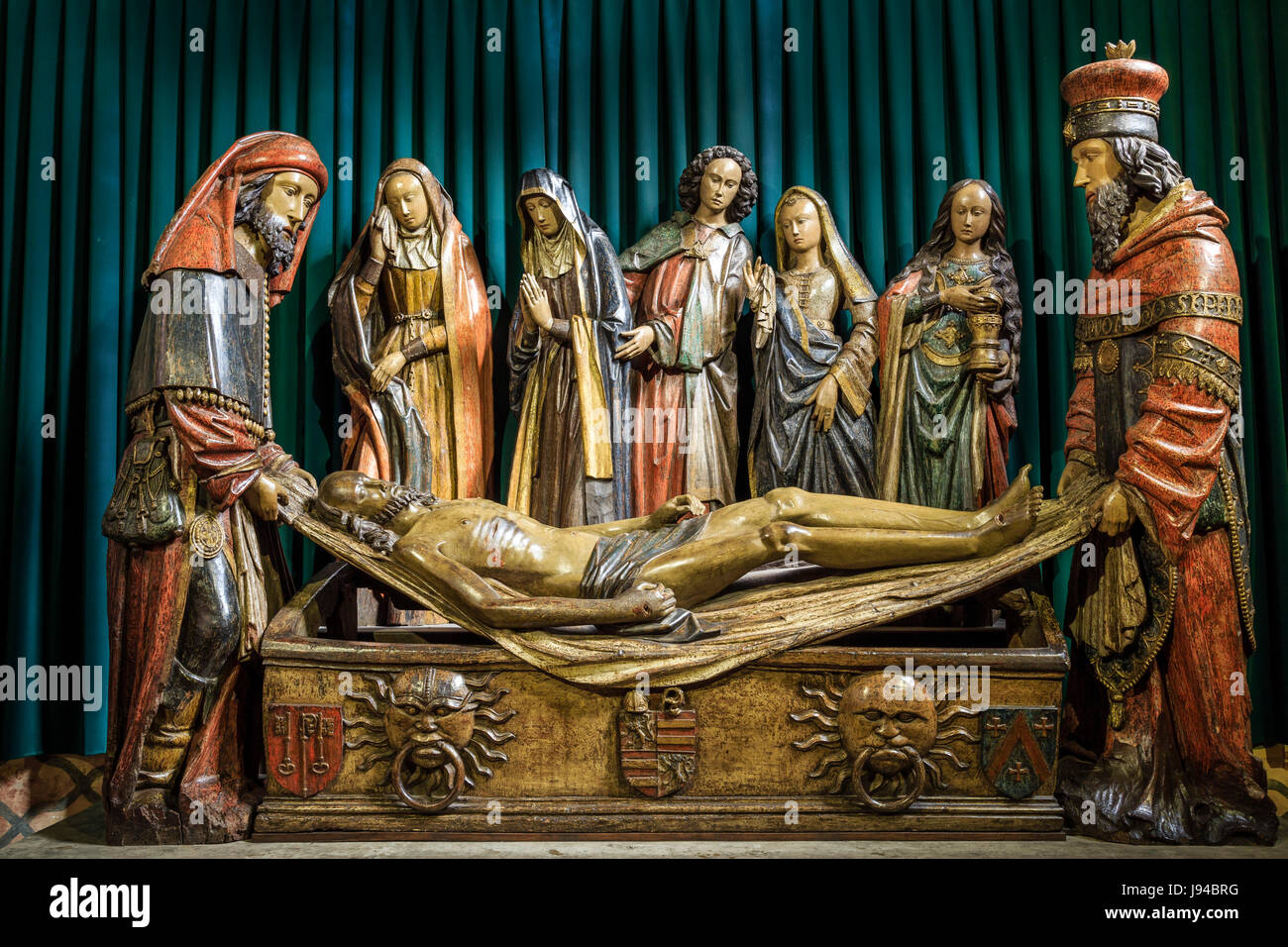 La France, Tarn et Garonne, Moissac, Saint Pierre Abbaye, classée au Patrimoine Mondial de l'UNESCO, dans l'église, Mise au Tombeau Banque D'Images