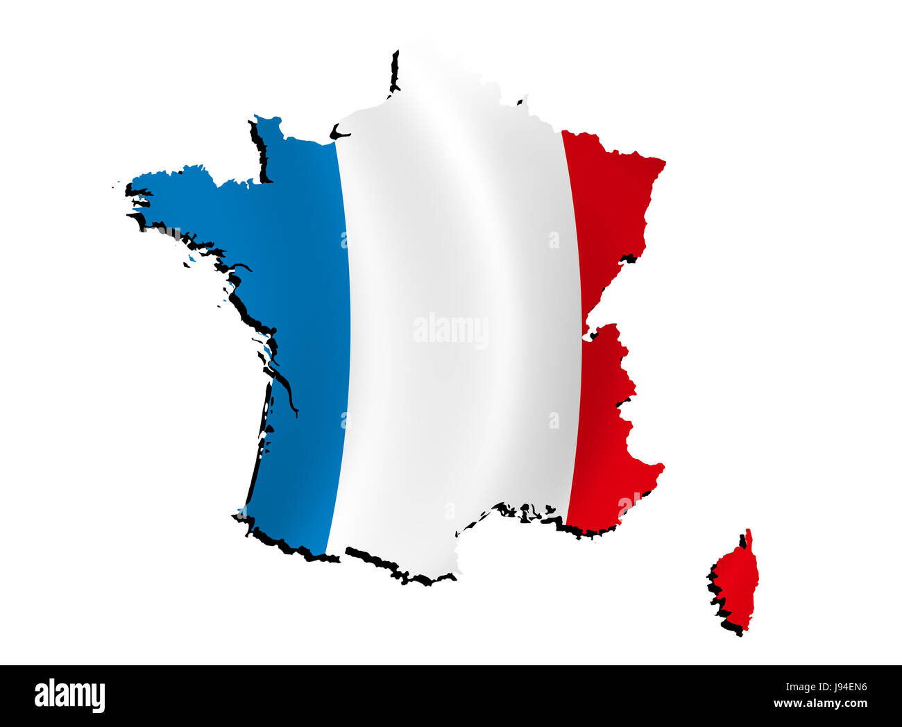 La France, le drapeau, la frontière, frontières, atlas, carte du monde, carte, détail, isolé, Banque D'Images