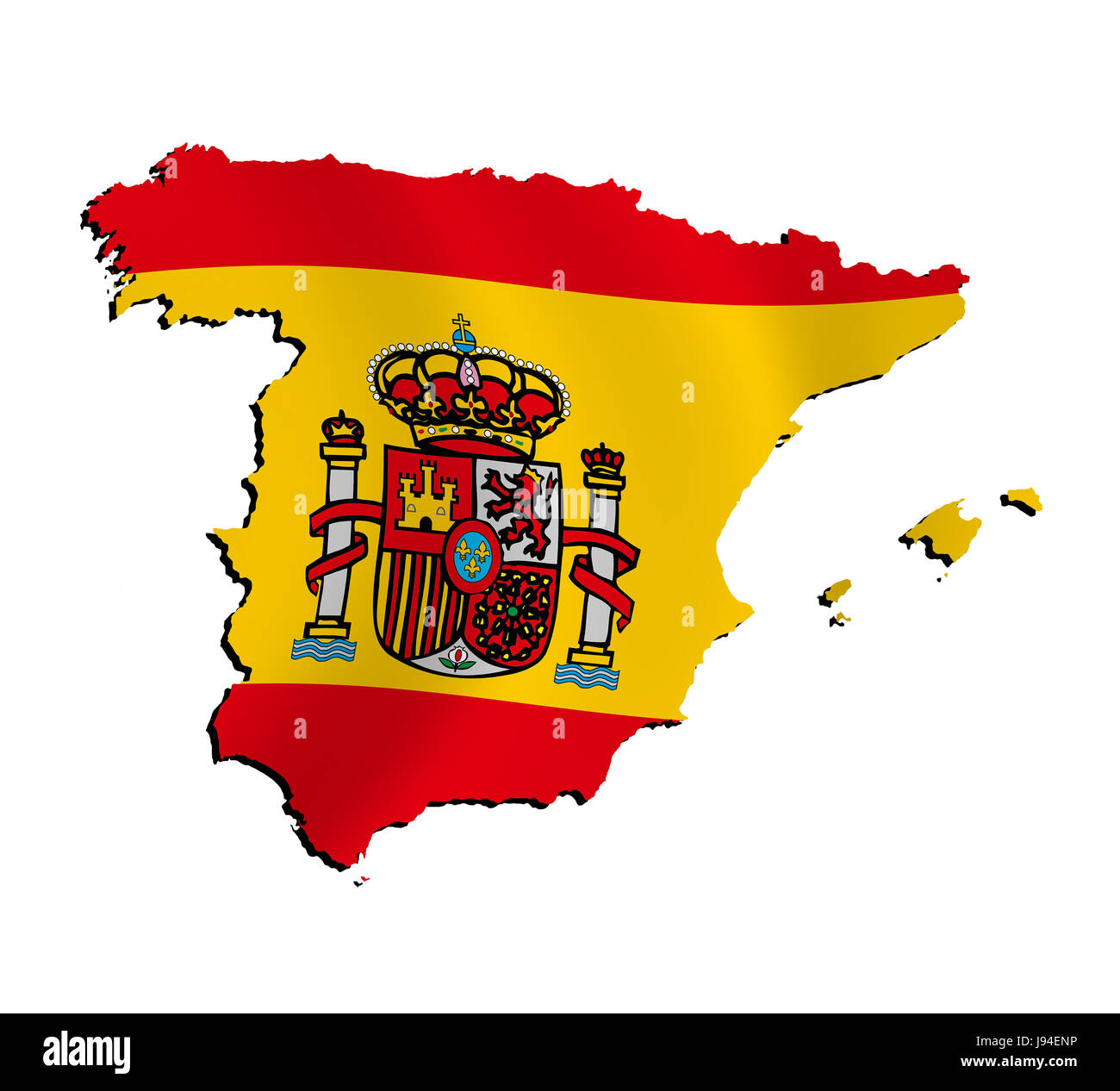 L'Espagne, le drapeau, la frontière, frontières, atlas, carte du monde, carte, détail, isolé, Banque D'Images