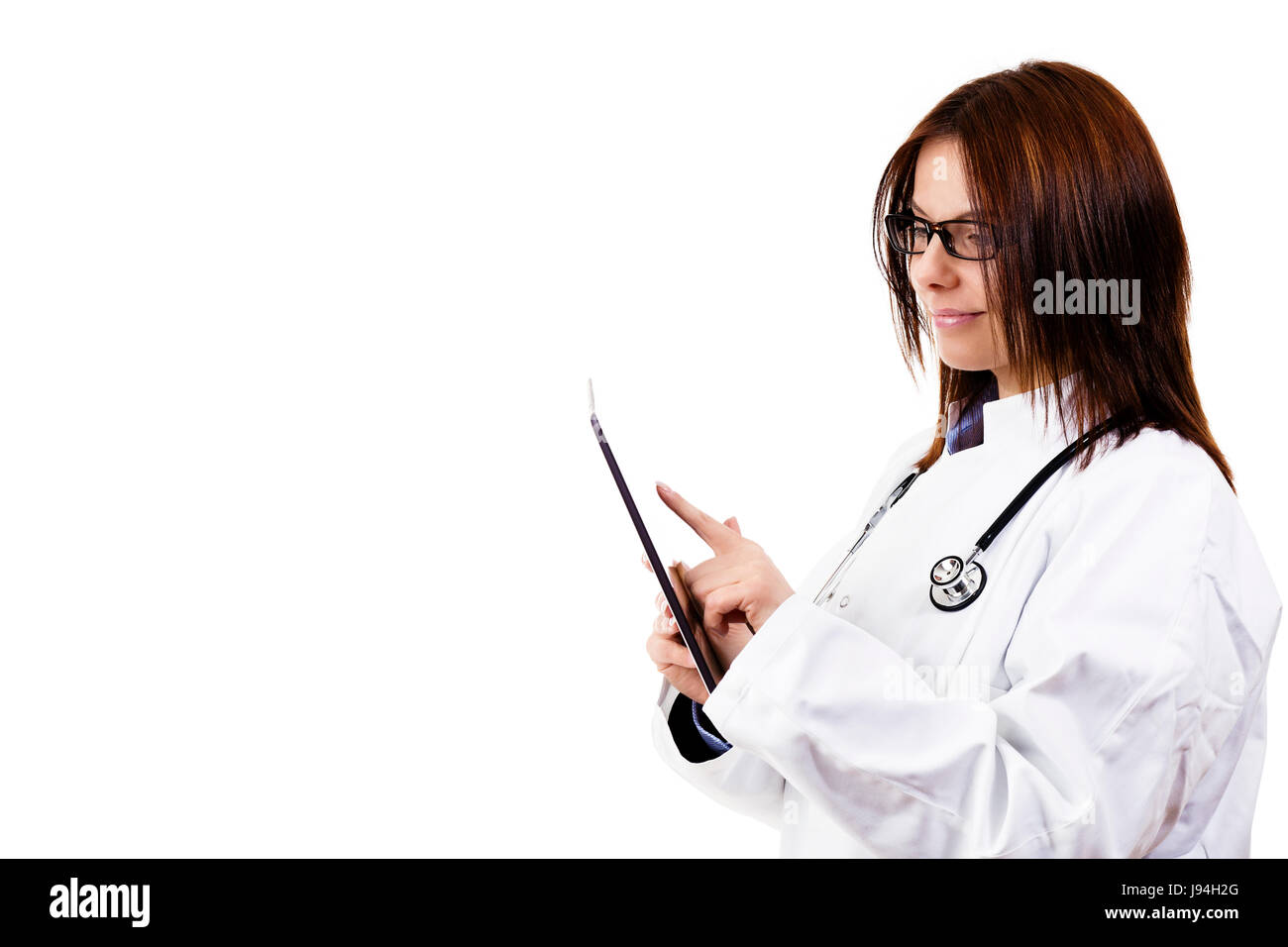 Médecin, médecin, infirmier, médecin médical, smock, femme, rire, rire, Banque D'Images