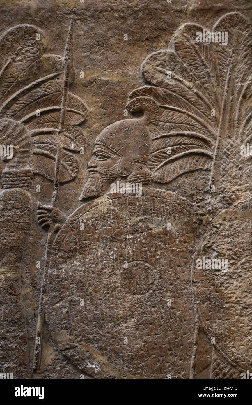 La campagne du sud de l'Irak. Garde du corps royal. L'assyrien, 640-620 BC. Ninive, South-West Palace, de l'Iraq. British Museum. Londres. Banque D'Images