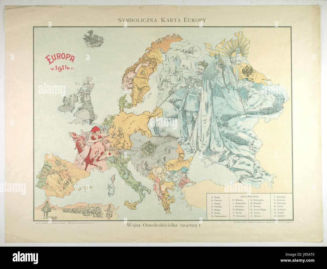 Oswobodzicielka Symboliczna Karta Europy Wojna 19141915 Banque D'Images