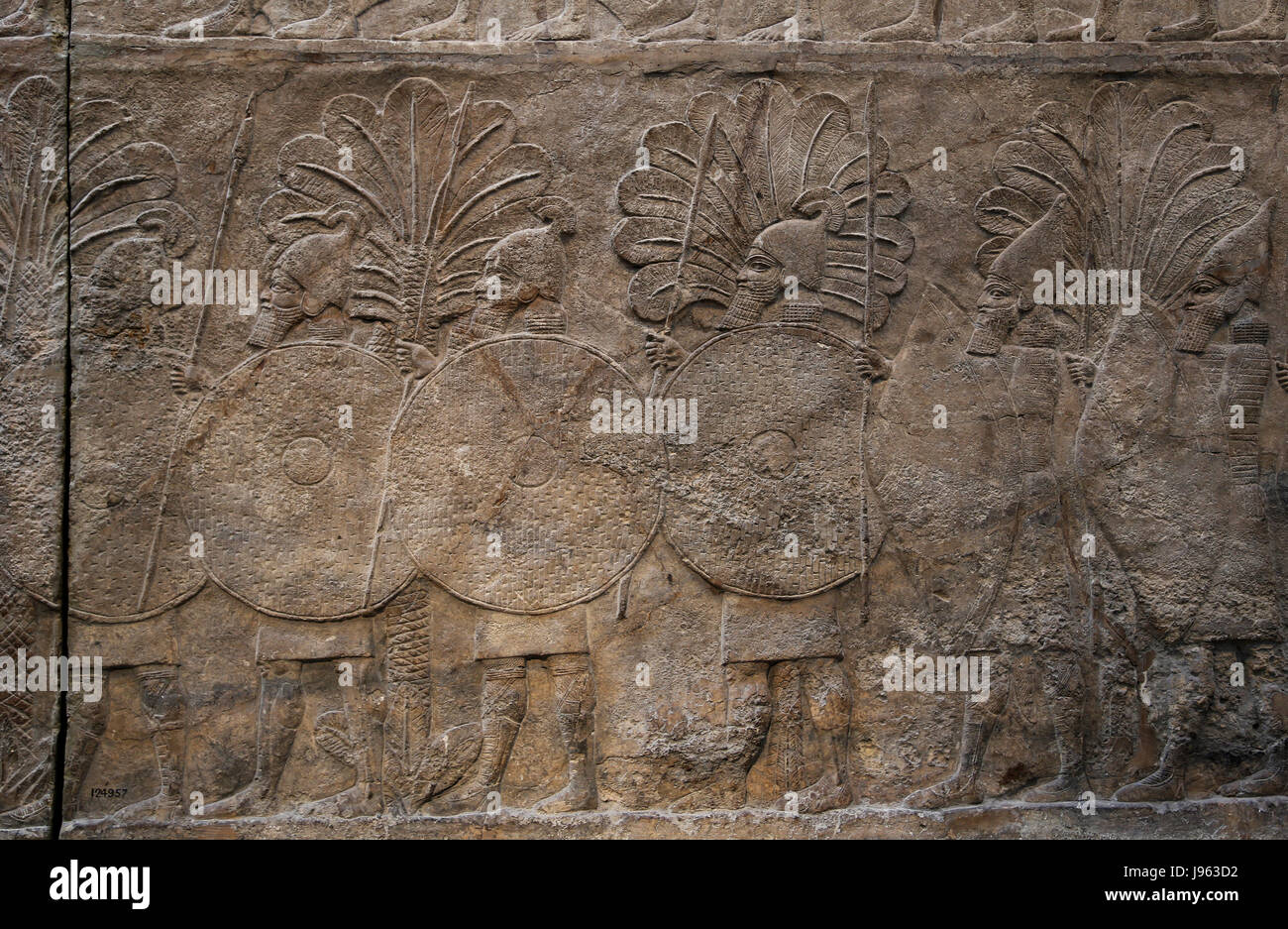 La campagne du sud de l'Irak. Garde du corps royal. L'assyrien, 640-620 BC. Ninive, South-West Palace, de l'Iraq. British Museum. Londres. Banque D'Images