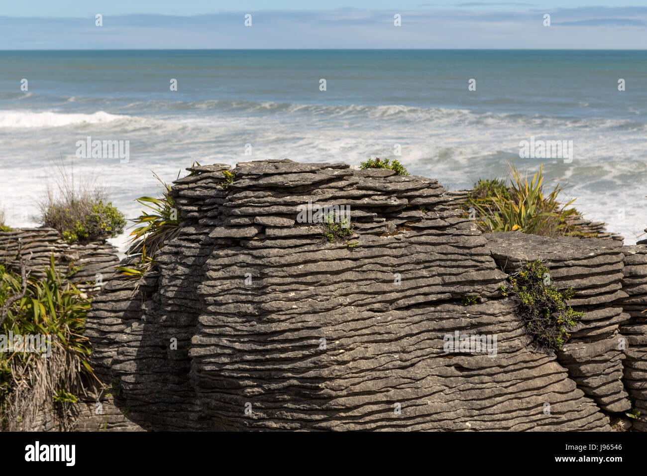 Vue de la pancake rock formations - punakaiki ile sud Nouvelle zelande Banque D'Images