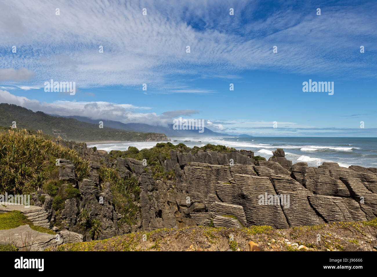 Vue de la pancake rock formations - punakaiki ile sud Nouvelle zelande Banque D'Images