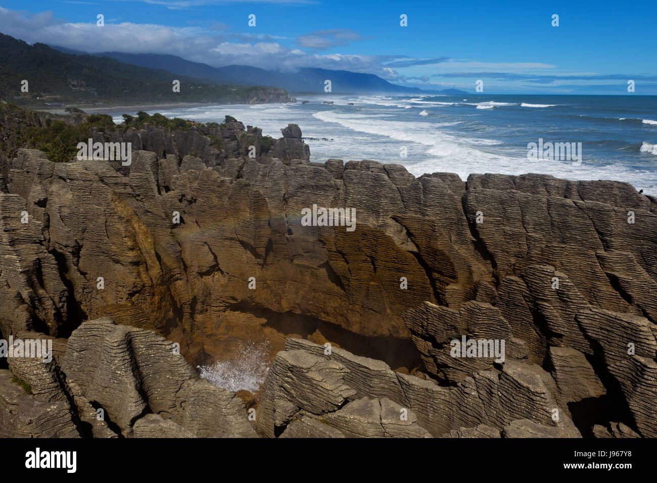 Vue de la pancake rock formations - punakaiki ile sud Nouvelle zelande Banque D'Images