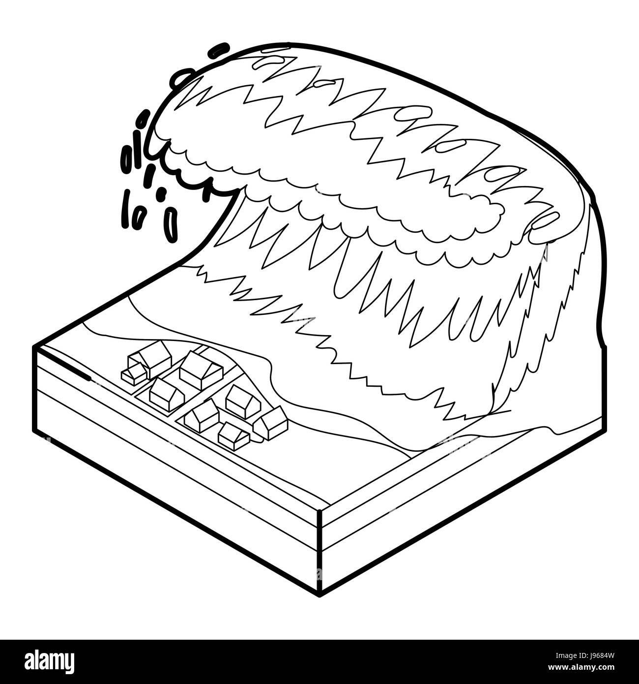 Vague de tsunami, l'icône de style contour Illustration de Vecteur